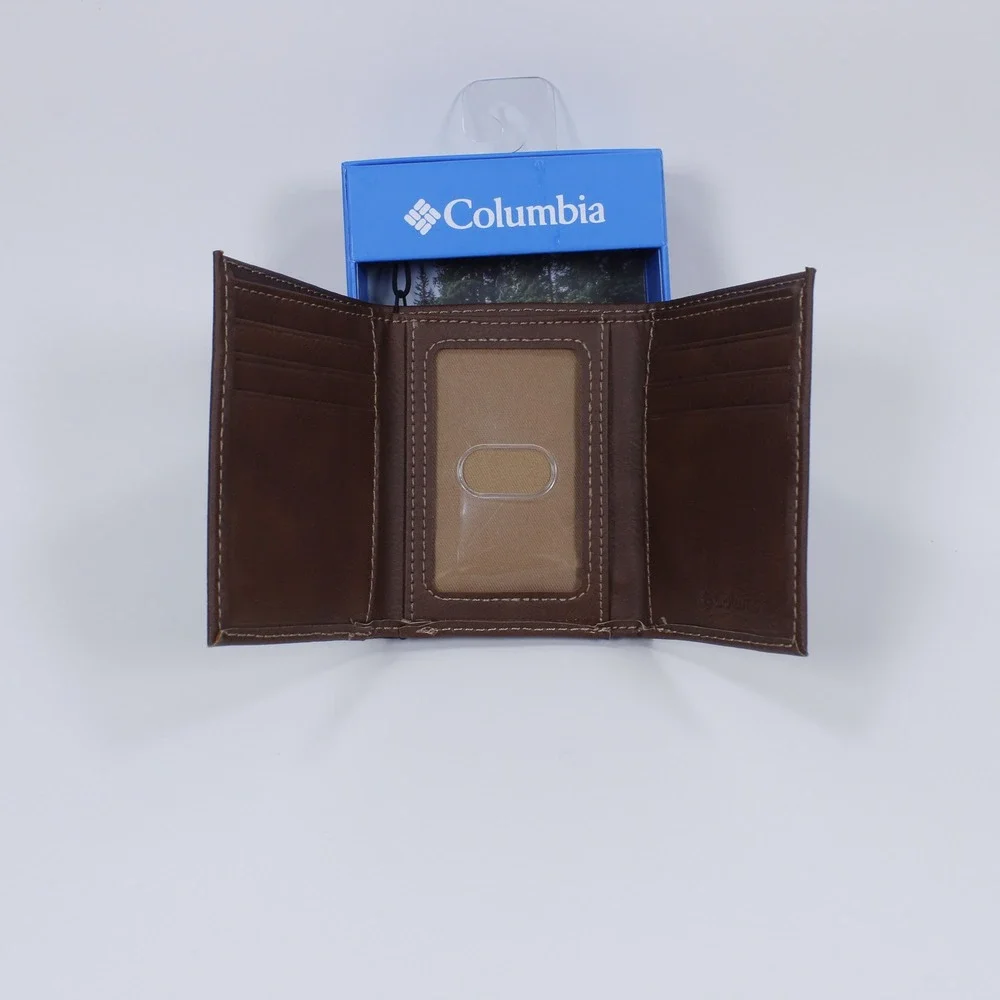 Columbia Sportswear Men's Trifold Wallet Brown Leather NWT Gift Item